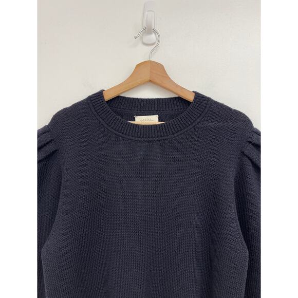 Jessie Loeffler Randall Puff Sleeve Highland Wool Crop Crew Neck Sweater Medium - Picture 3 of 8